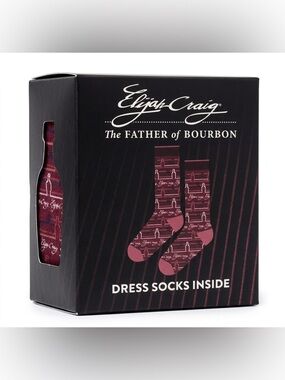 Elijah Craig Bourbon Men’s Dress Socks Novelty Whiskey Bottle Pattern Gift NIB